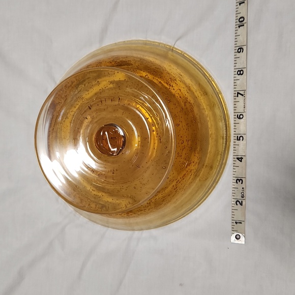 Art Blown bubbled Glass Amber Bowl - Picture 7 of 10